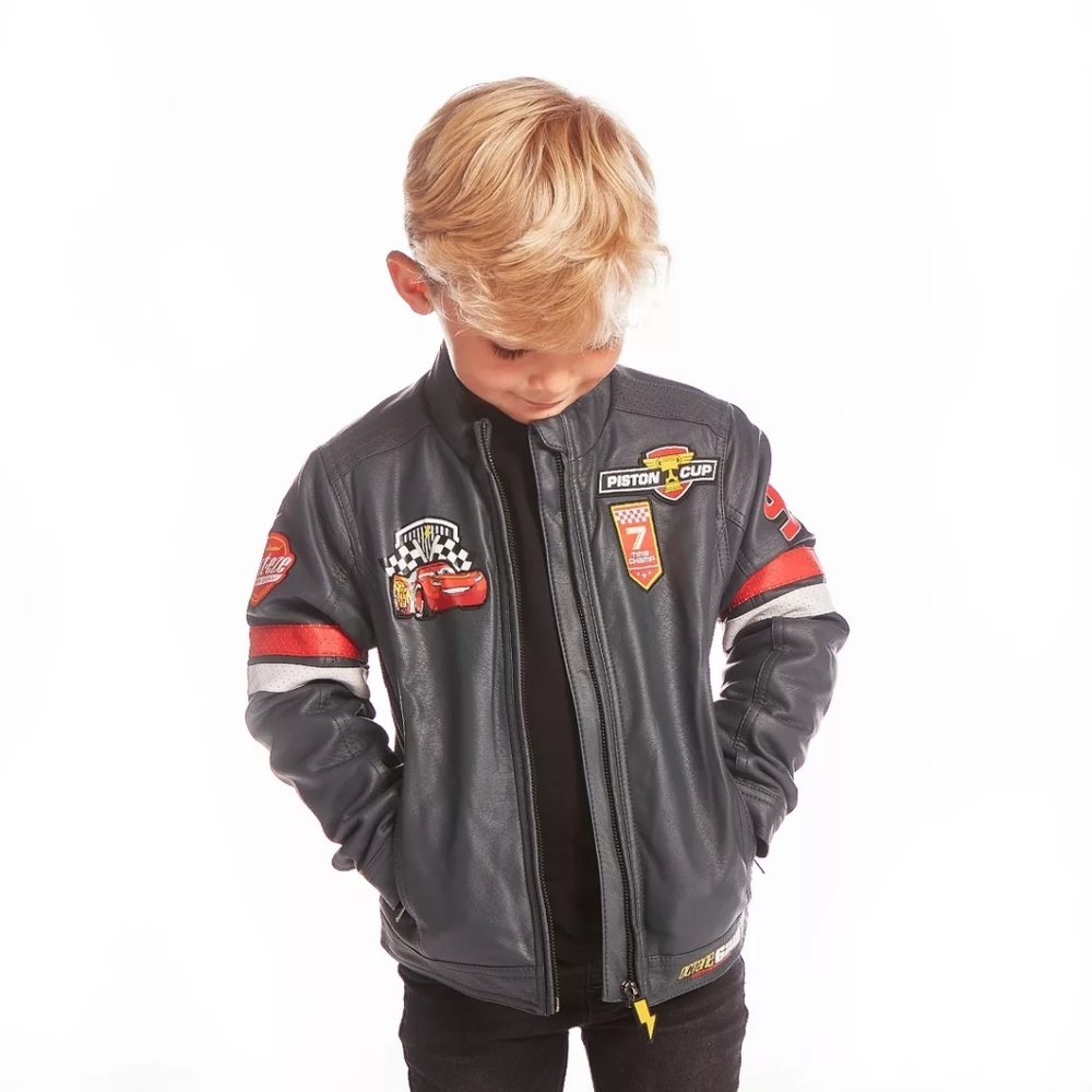 Disney Pixar Lightning McQueen Leather Jacket Size 4